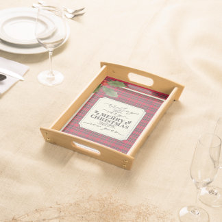 Merry Christmas & Happy New Year Tartan Name Serving Tray