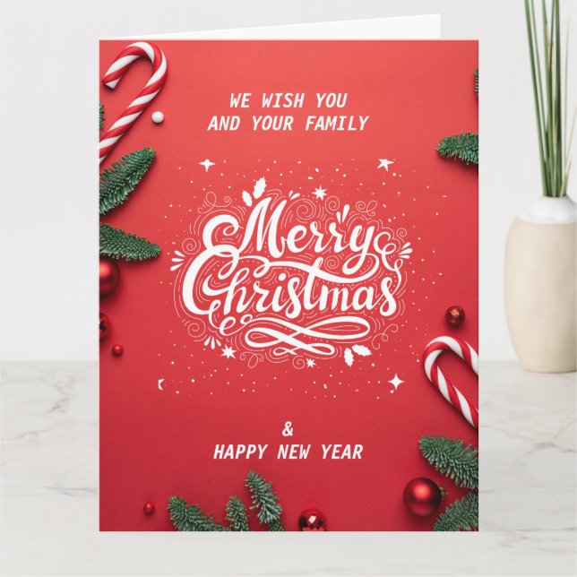Merry christmas & happy new year  thank you card (Front)