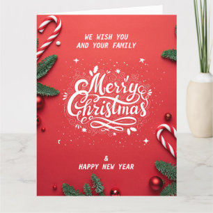 Merry christmas & happy new year thank you card