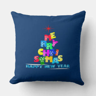 Merry Christmas Happy New Year Throw Pillow