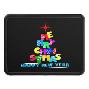 Merry Christmas Happy New Year Tow Hitch Cover