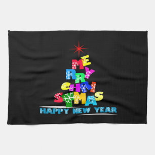 Merry Christmas Happy New Year Towel