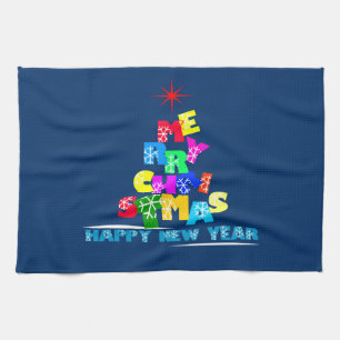 Merry Christmas Happy New Year Towel