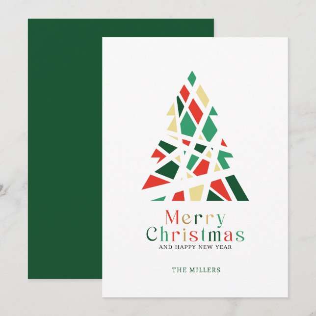Merry Christmas Happy New Year Tree greeting card  (Front/Back)