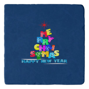 Merry Christmas Happy New Year Trivet