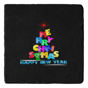 Merry Christmas Happy New Year Trivet