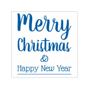 Merry Christmas & Happy New Year Typography Self-inking Stamp