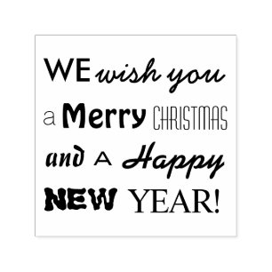 Merry Christmas Happy New Year Typography Stamp