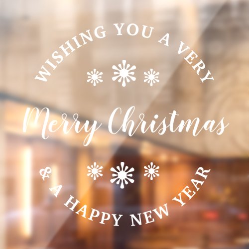 Merry Christmas Happy New Year Typography Window Cling