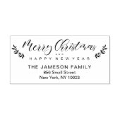 Merry Christmas & Happy New Year Whimsical Script Rubber Stamp 