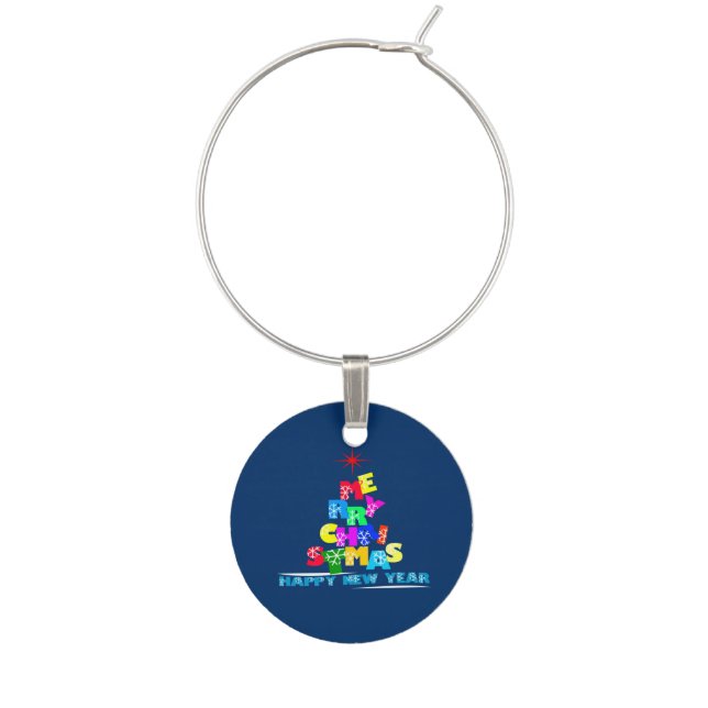 Merry Christmas Happy New Year Wine Charm (Fourth Charm)