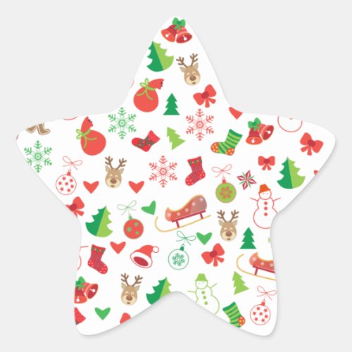 Merry Christmas  Happy New Year XMAS Icons Star Sticker