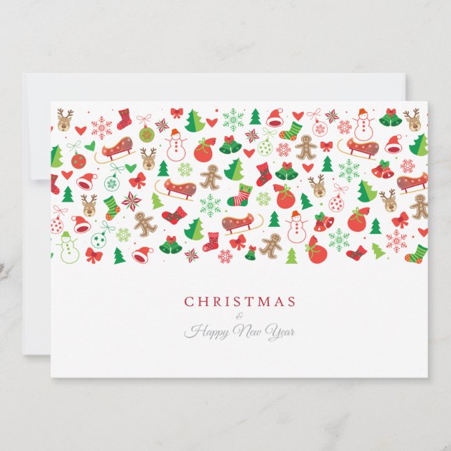 Merry Christmas & Happy New Year! XMAS White Card (Front)