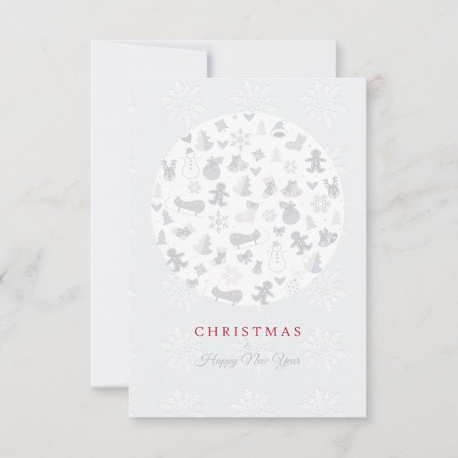 Merry Christmas & Happy New Year! XMAS White Card (Front)