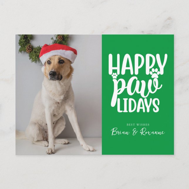 MERRY CHRISTMAS | Happy Paw-lidays Holiday Postcard (Front)