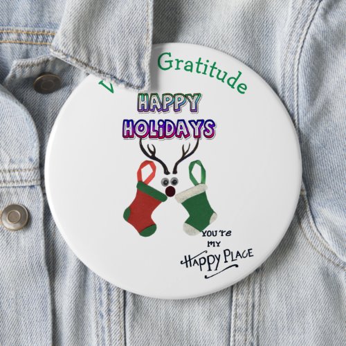 Merry Christmas Happy Place with Gratitude  Button