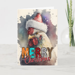 Merry Christmas Happy Santa Chicken Card
