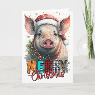 Merry Christmas Happy Santa PIG Card