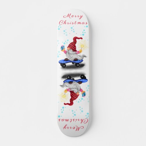 Merry Christmas _ Happy Skater Gnome with Gifts Skateboard