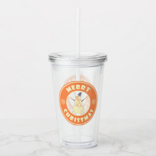 Merry Christmas happy snowman famous coffe style Acrylic Tumbler