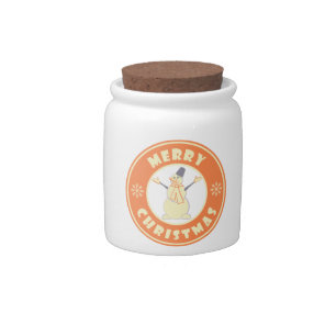 Merry Christmas happy snowman famous coffe style Candy Jar