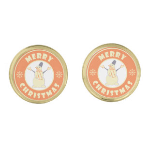 Merry Christmas happy snowman famous coffe style Cufflinks
