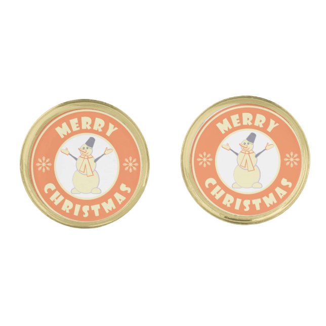 Merry Christmas happy snowman famous coffe style Cufflinks (Front)