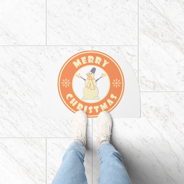 Merry Christmas happy snowman famous coffe style Doormat (Indoor)