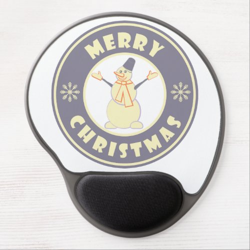 Merry Christmas happy snowman famous coffe style Gel Mouse Pad