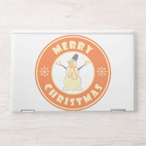 Merry Christmas happy snowman famous coffe style HP Laptop Skin