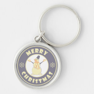Merry Christmas happy snowman famous coffe style Keychain