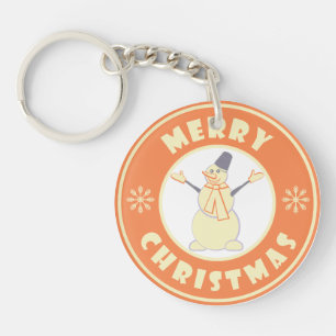Merry Christmas happy snowman famous coffe style Keychain