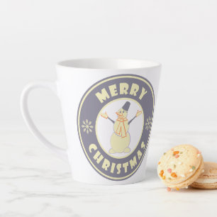 Merry Christmas happy snowman famous coffe style Latte Mug