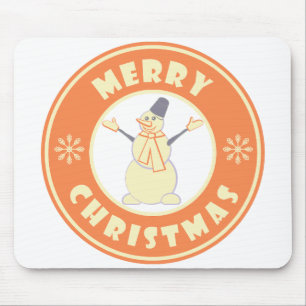 Merry Christmas happy snowman famous coffe style Mouse Pad