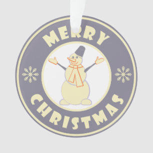 Merry Christmas happy snowman famous coffe style Ornament