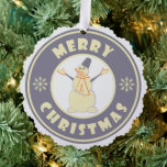 Merry Christmas happy snowman famous coffe style Ornament Card<br><div class="desc">Famous coffe style logo with Merry Christmas typography</div>
