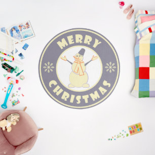 Merry Christmas happy snowman famous coffe style Outdoor Rug