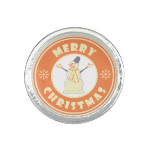 Merry Christmas happy snowman famous coffe style Ring