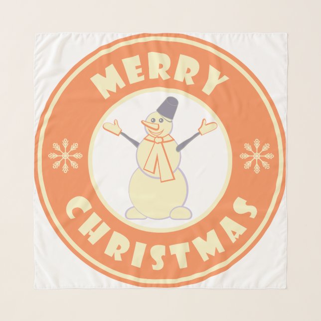 Merry Christmas happy snowman famous coffe style Scarf (Front)