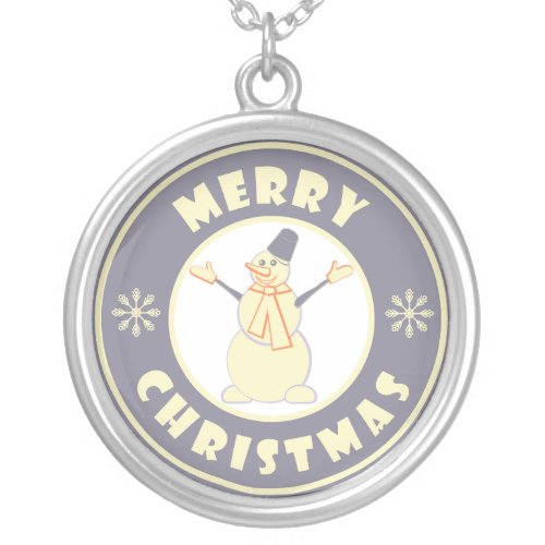 Merry Christmas happy snowman famous coffe style Silver Plated Necklace