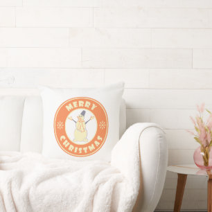 Merry Christmas happy snowman famous coffe style Throw Pillow