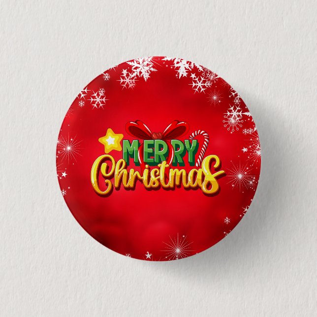 Merry Christmas Happy Xmas Red Green Holiday Funny Button (Front)