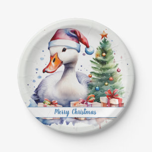 Merry Christmas Hat Festive Goose -   Paper Plates