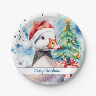 Merry Christmas Hat Festive Goose - Paper Plates