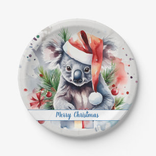 Merry Christmas Hat Festive Koala -   Paper Plates