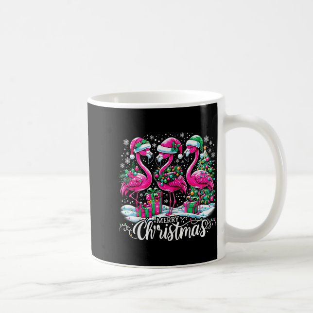 Merry Christmas Hat Santa Flamingo Light Christmas Coffee Mug (Right)