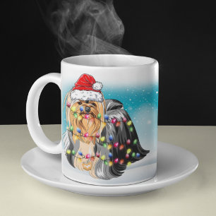 Merry Christmas Hat Yorkshire Terrier Lover Coffee Mug