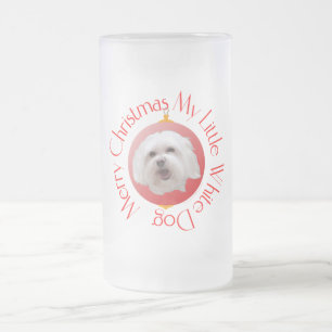 Merry Christmas Havanese Frosted Glass Beer Mug