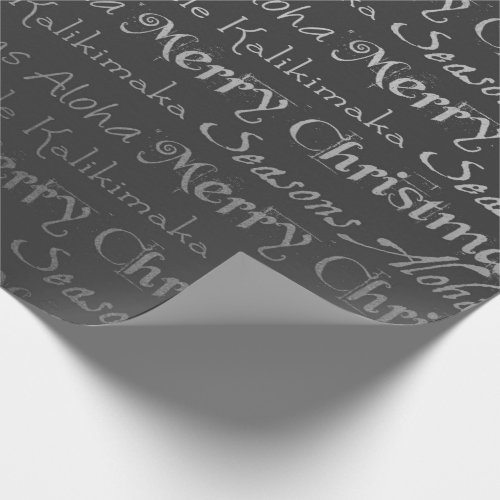 Merry Christmas Hawaiian Aloha Merry Silver Gray Wrapping Paper