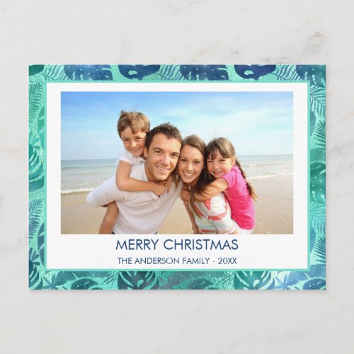 MERRY CHRISTMAS HAWAIIAN TROPICAL BEACH PHOTO HOLIDAY POSTCARD